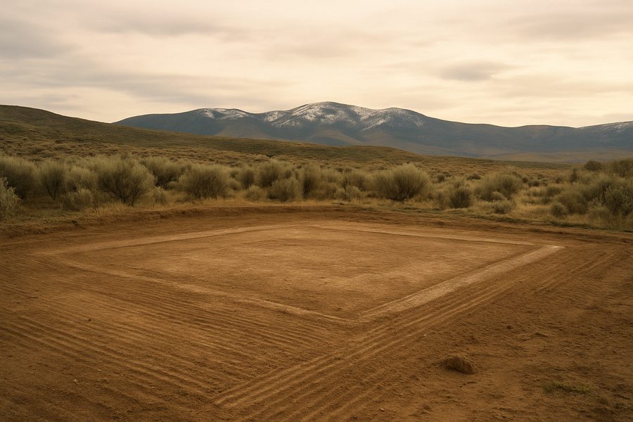 Cleared and graded lot where a structure has been removed